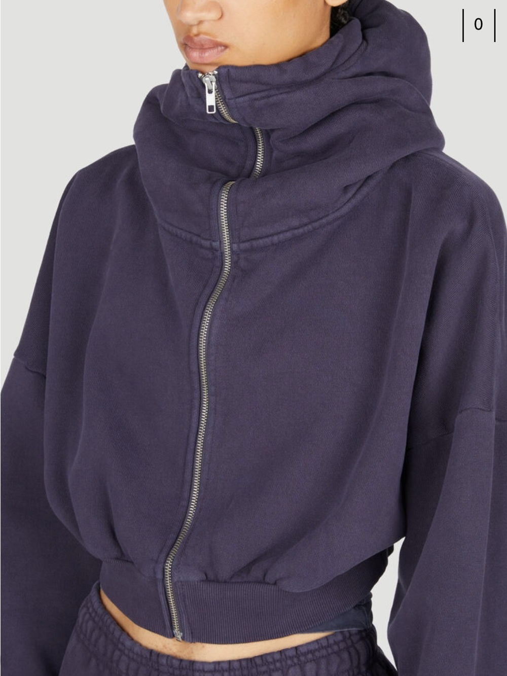 Entire Studios Cropped Full Zip Hoodie - Navy